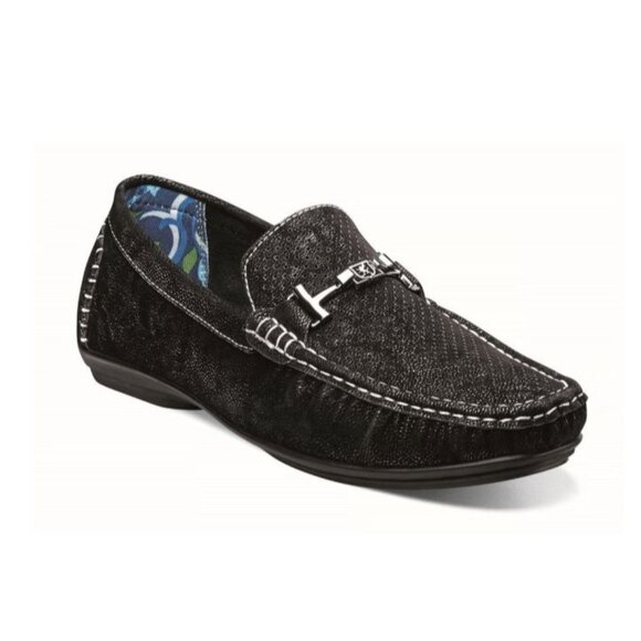 Stacy Adams Pomp Black Microsuede Mesh Loafer Shoes Size 8 Genuine Leather Lined - Picture 1 of 11
